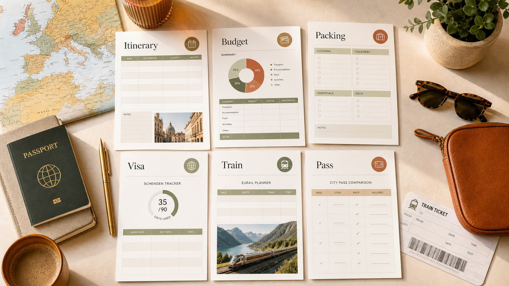 Schengen Visa Travel Itinerary Template